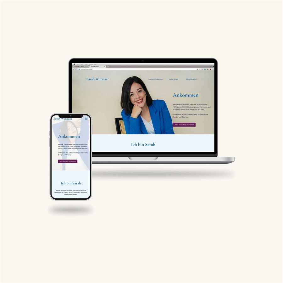 Die Website von Sarah Wurmser auf Laptop und Smartphone
