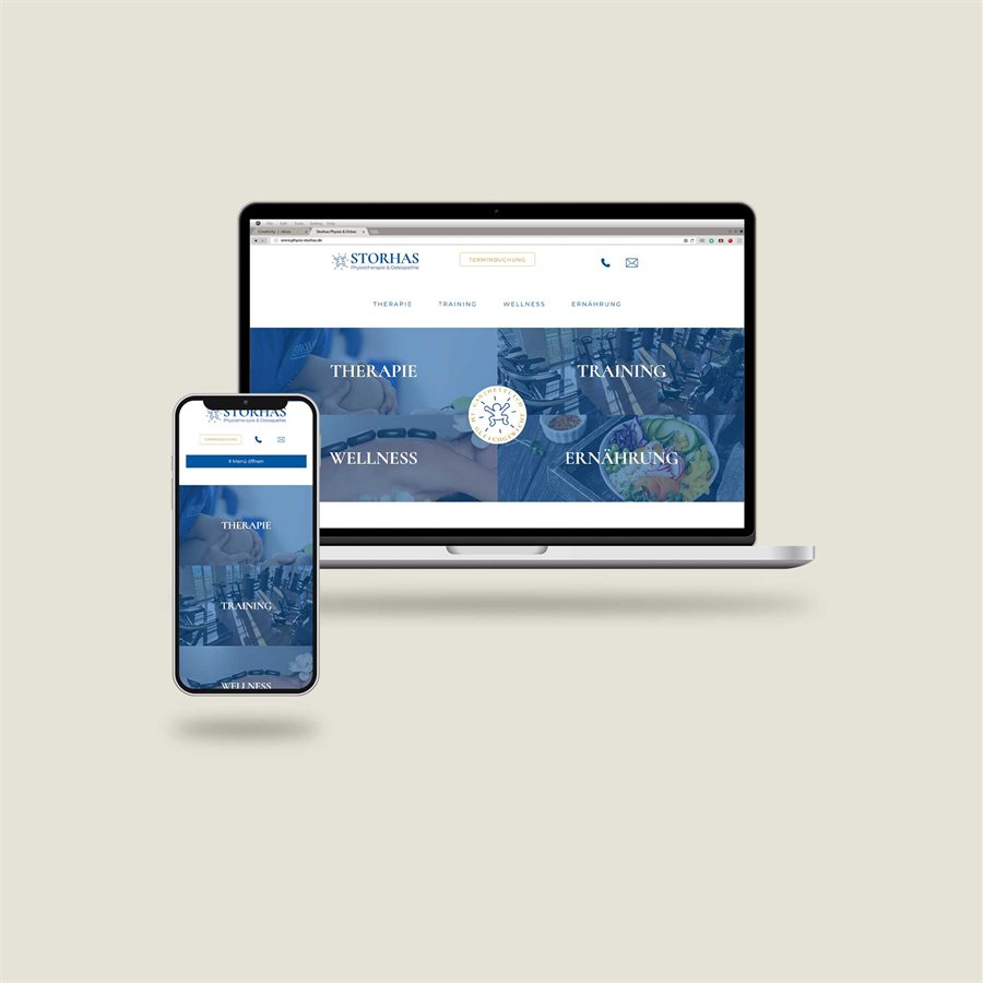Die Website von Storhas Physiotherapie & Osteopathie auf Laptop und Smartphone